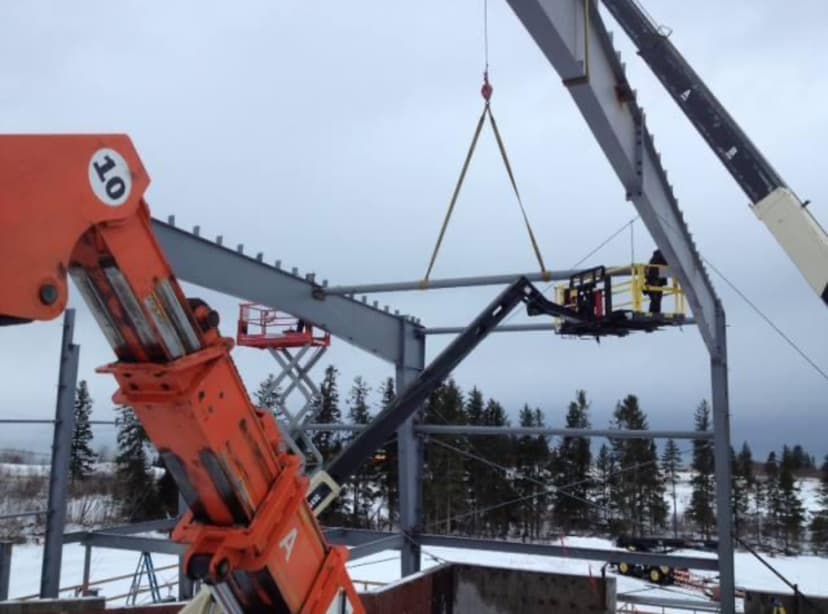 Early stages of the steel structure of Homer's solid waste transfer station.